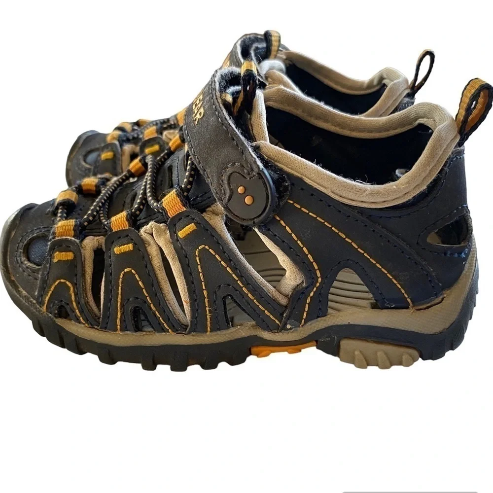 HOBIBEAR Sport Water Sandals Closed-Toe Outdoor Navy/Yellow Little Kid S…